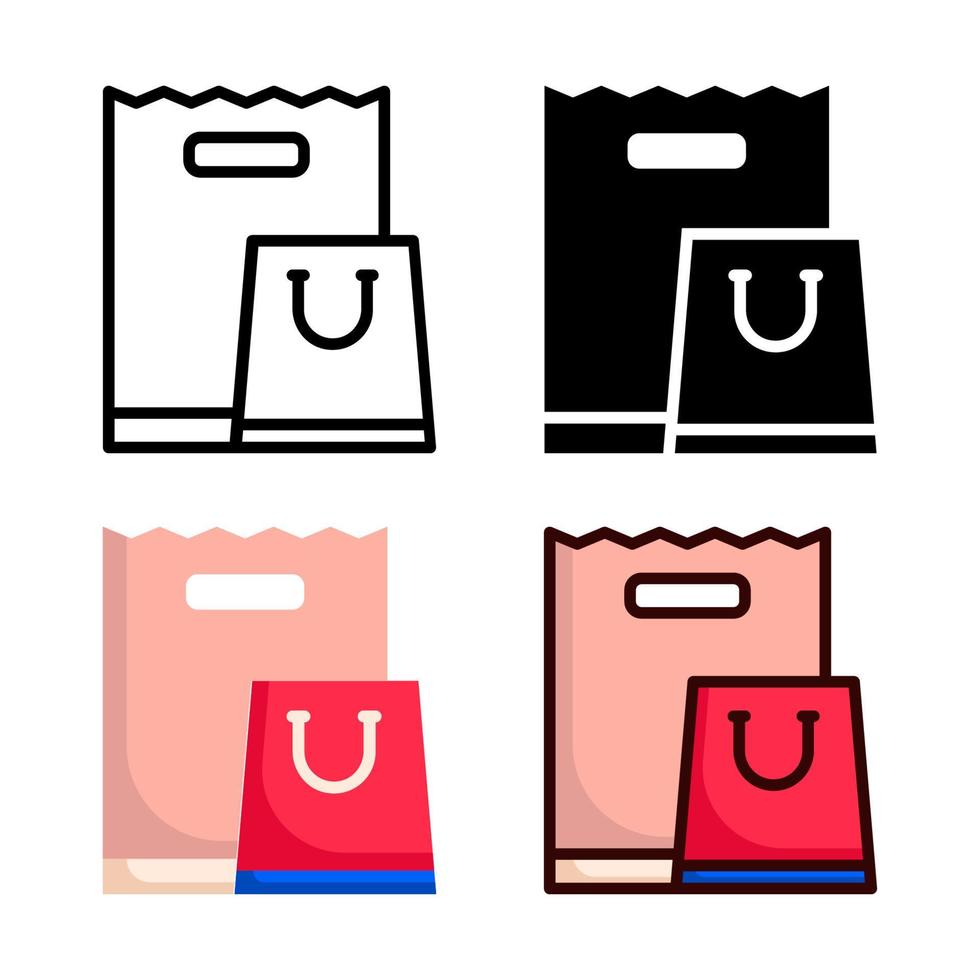 colección de estilo de icono de bolsa de compras vector
