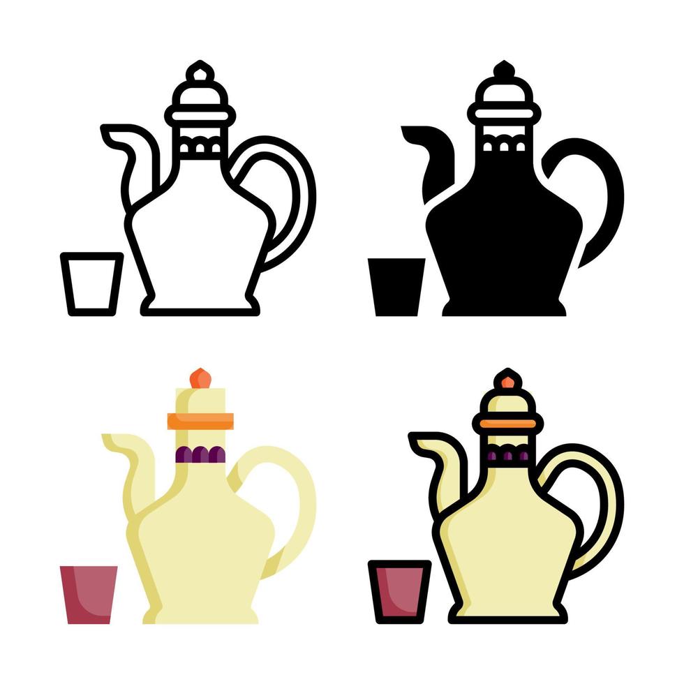 Arabic Teapot Icon Style Collection vector