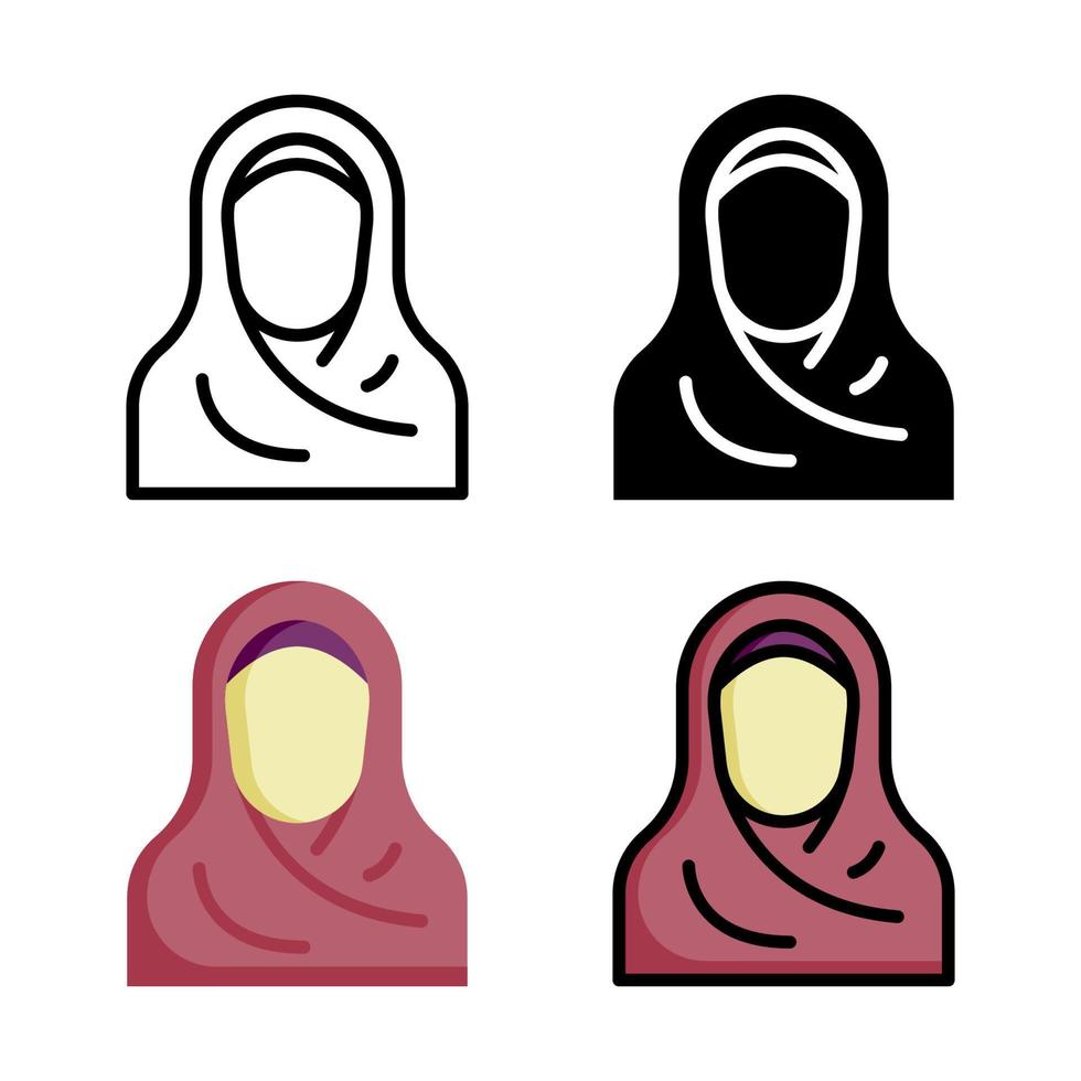 colección de estilo de icono de mujer hijab vector