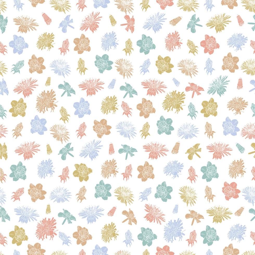 spring Floral botanical seamless pattern background suitable with summer blossom flowers for fashion prints, graphics, backgrounds and crafts vector