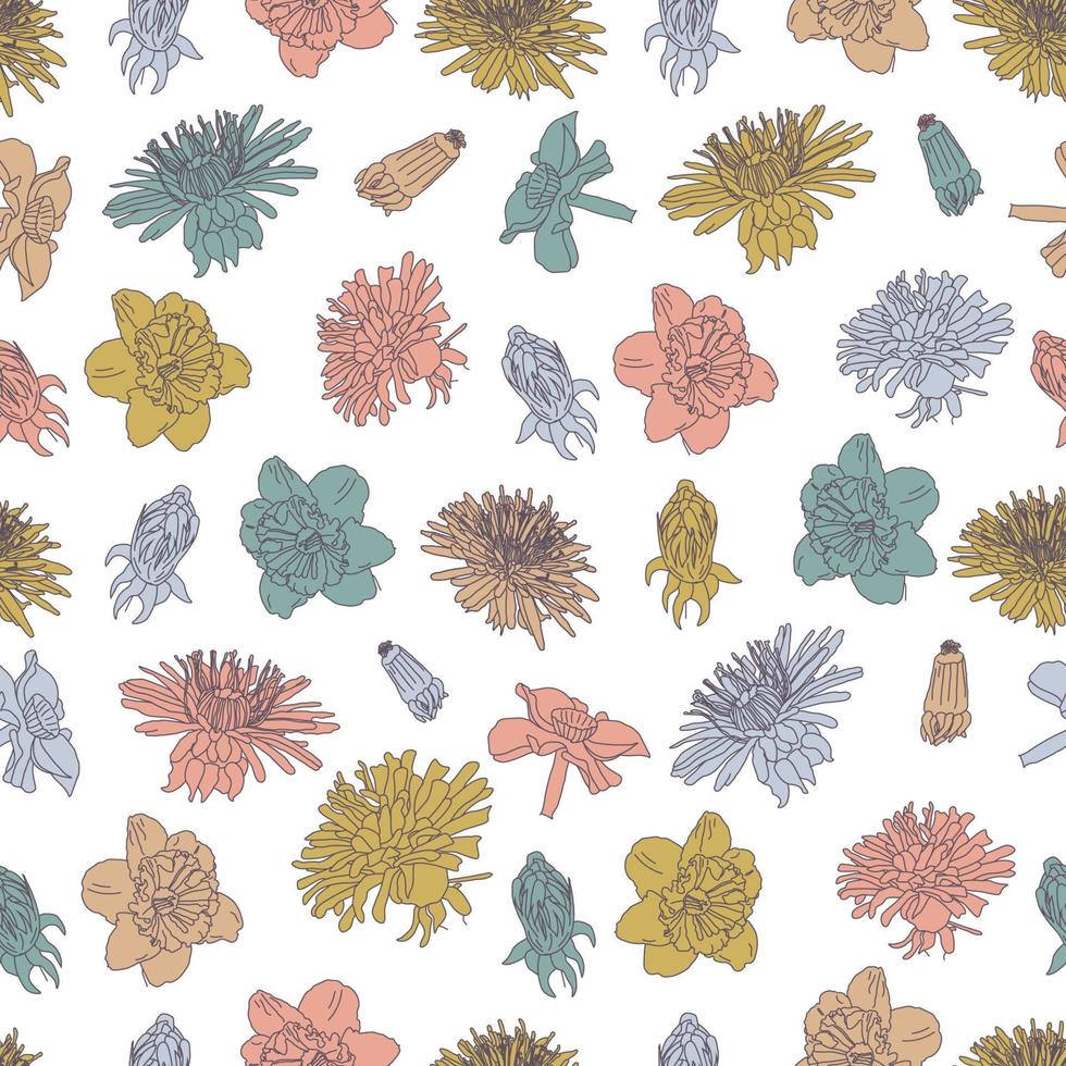 spring Floral botanical seamless pattern background suitable with summer blossom flowers for fashion prints, graphics, backgrounds and crafts vector