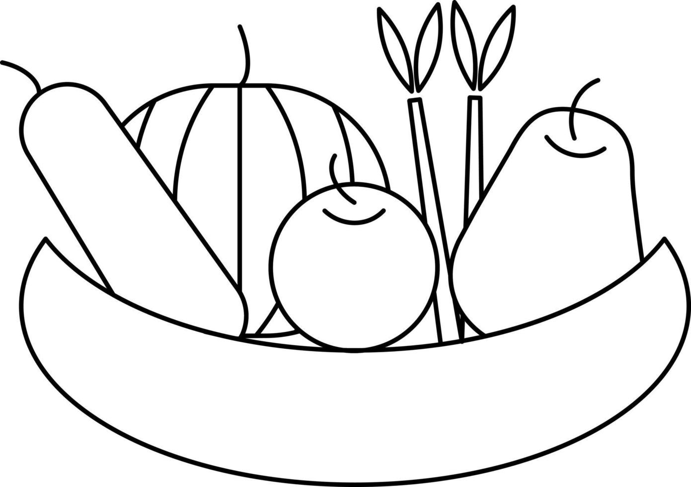 Ilustración de vector de plato de frutas y verduras