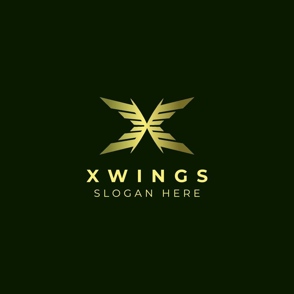 Wings with Letter X emblem badge Logo template vector