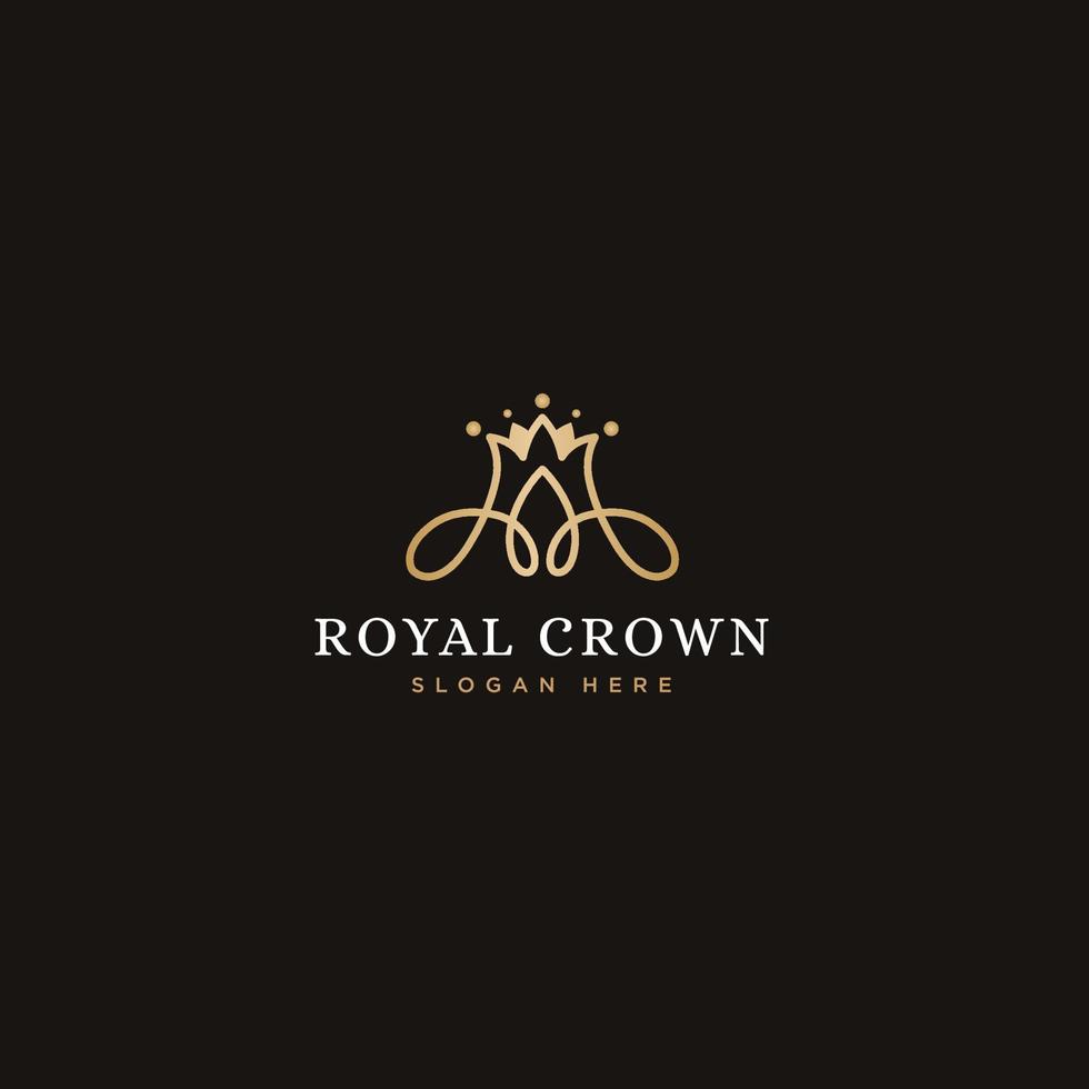 Vintage King Queen Royal Crown abstract Logo design vector template. Geometric symbol Logotype concept design icon