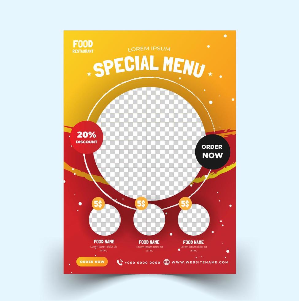 Modern flyer poster template food restaurant with grunge design vector