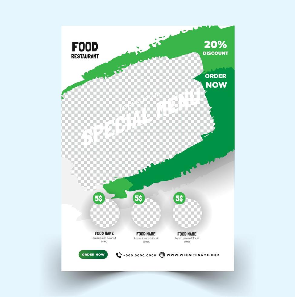 Modern flyer poster template food restaurant with grunge design vector
