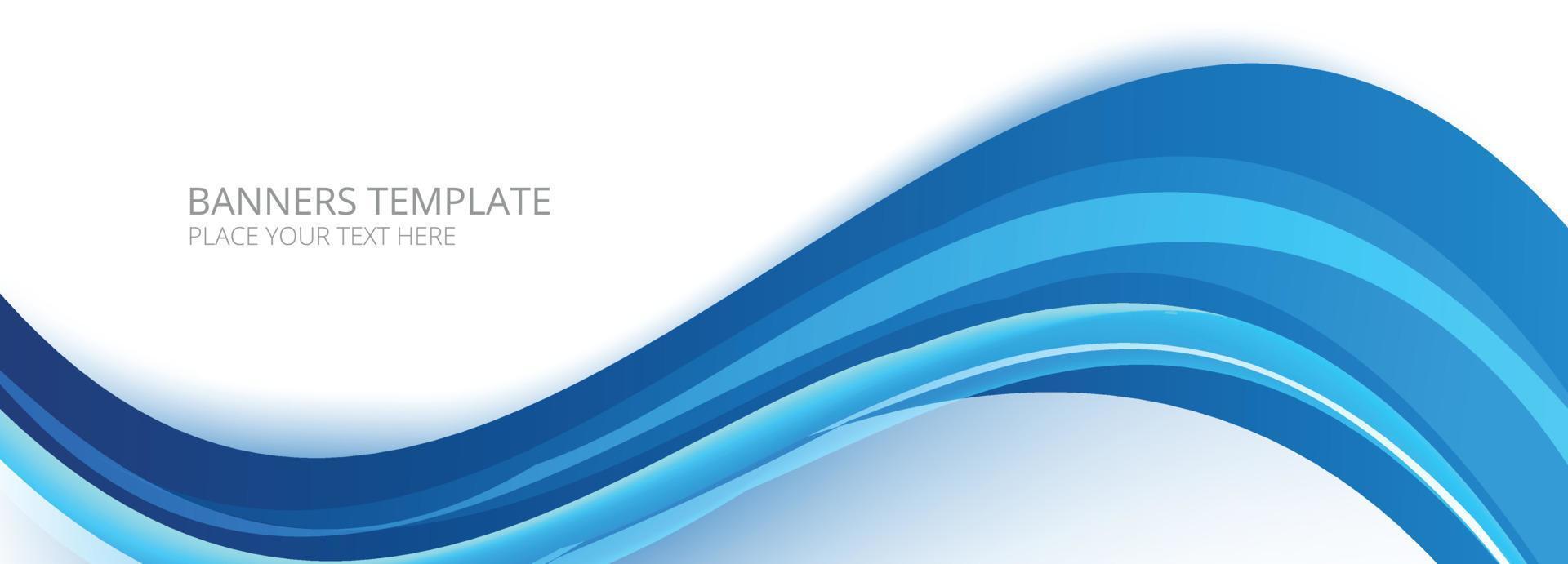 Abstract blue business wave banner on white background vector