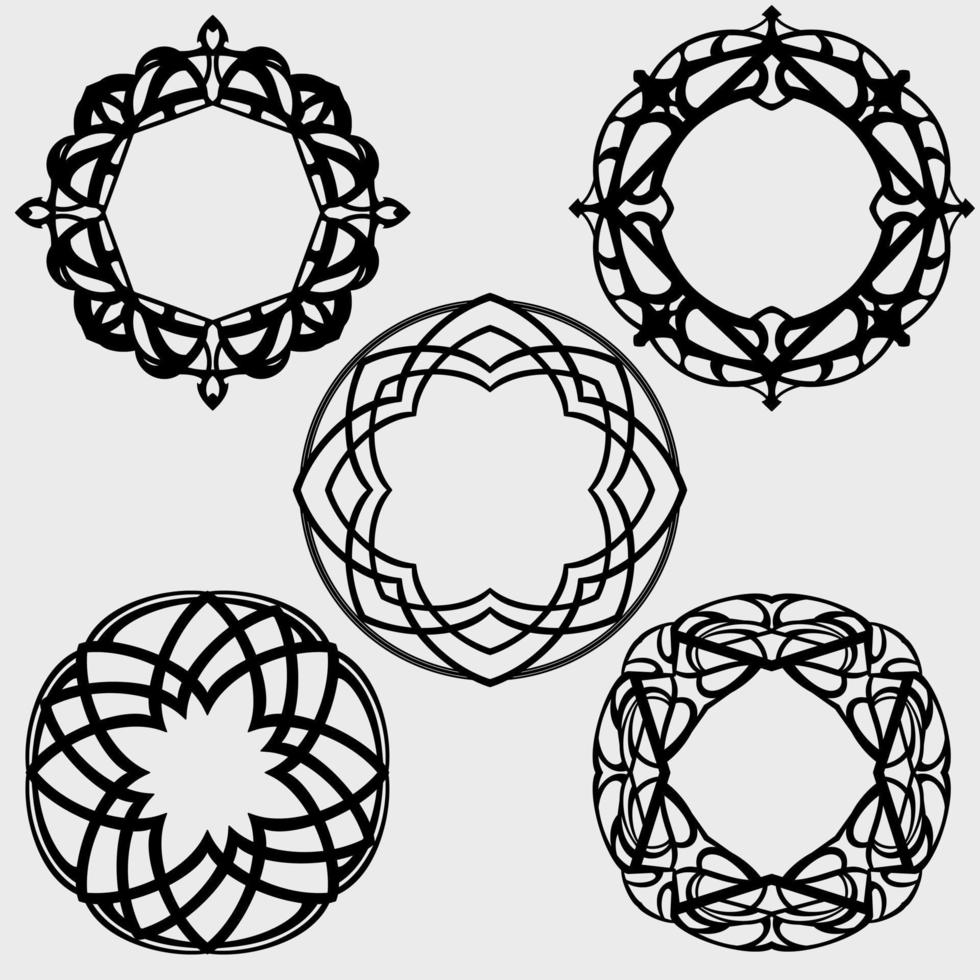 Ornamental mandala element set vector