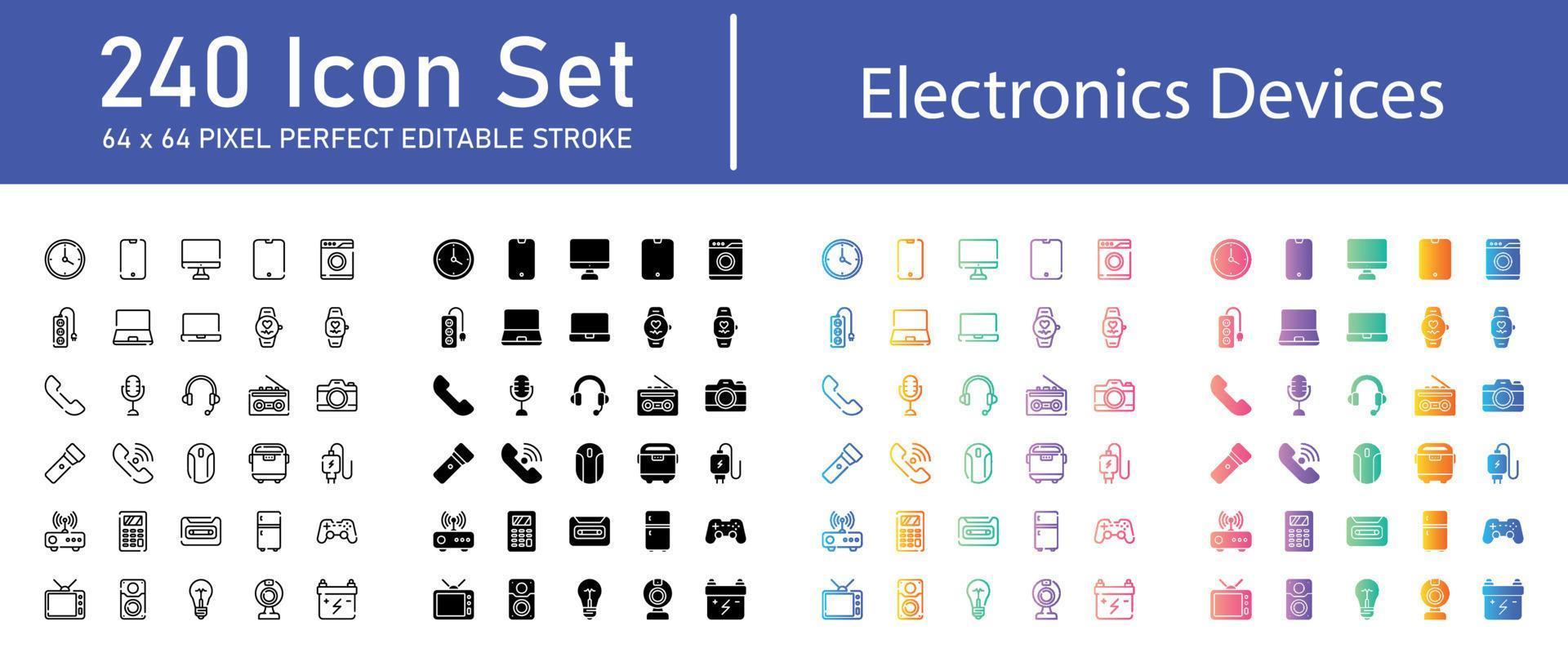 paquete de iconos de dispositivos electrónicos vector