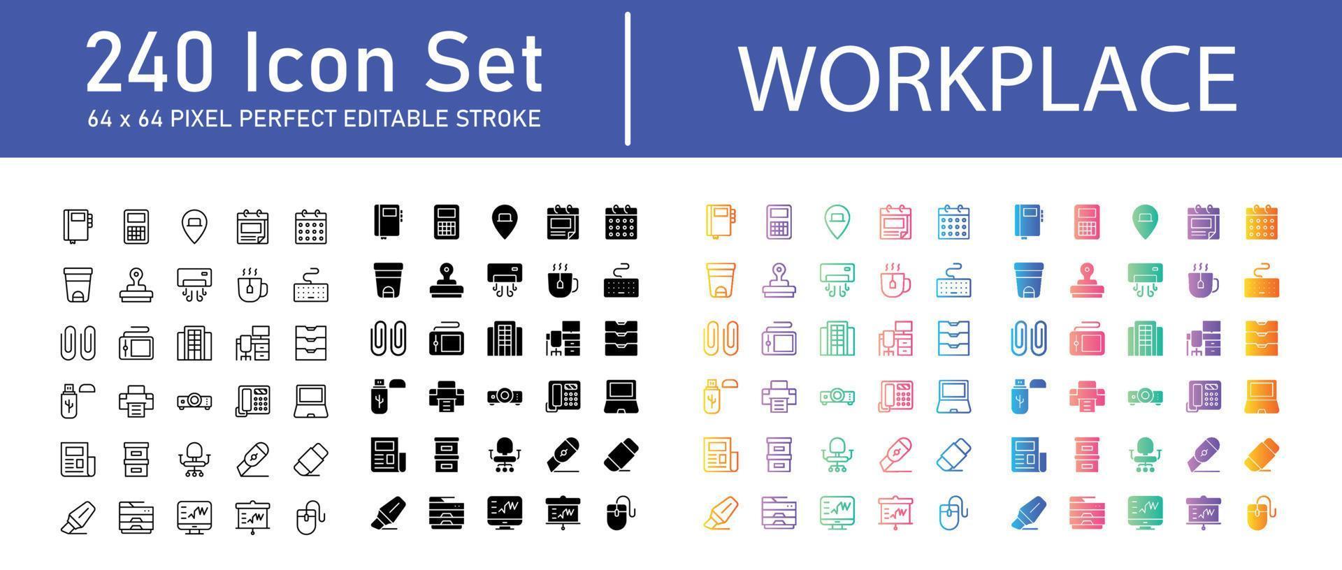 paquete de iconos de lugar de trabajo vector