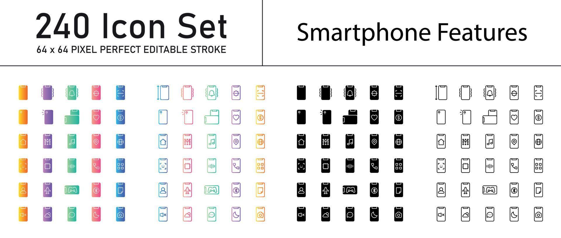 icono de funciones del teléfono inteligente vector