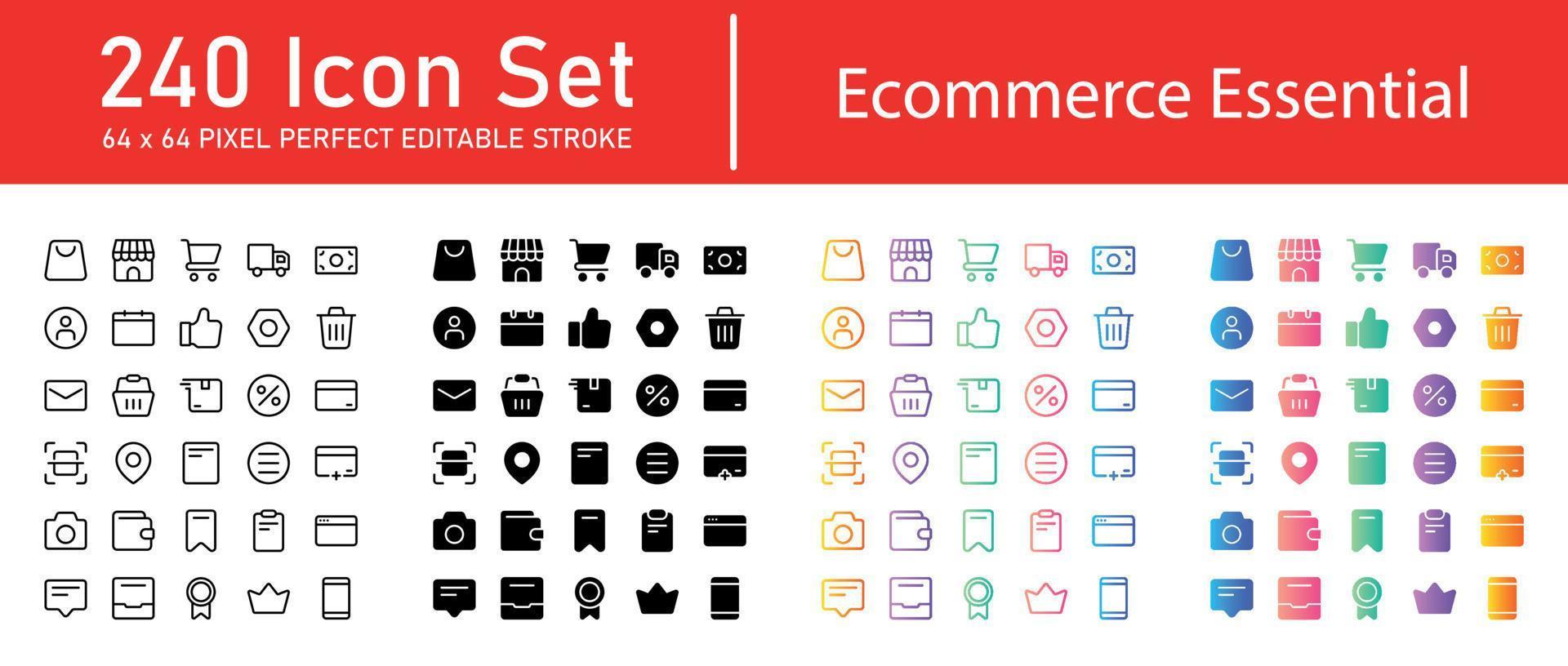 Ecommerce Essential Icon Pack vector