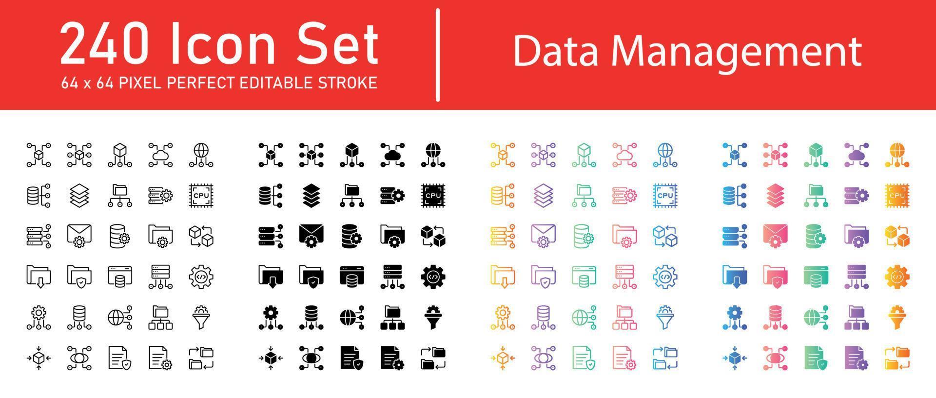 paquete de iconos de gestión de datos vector