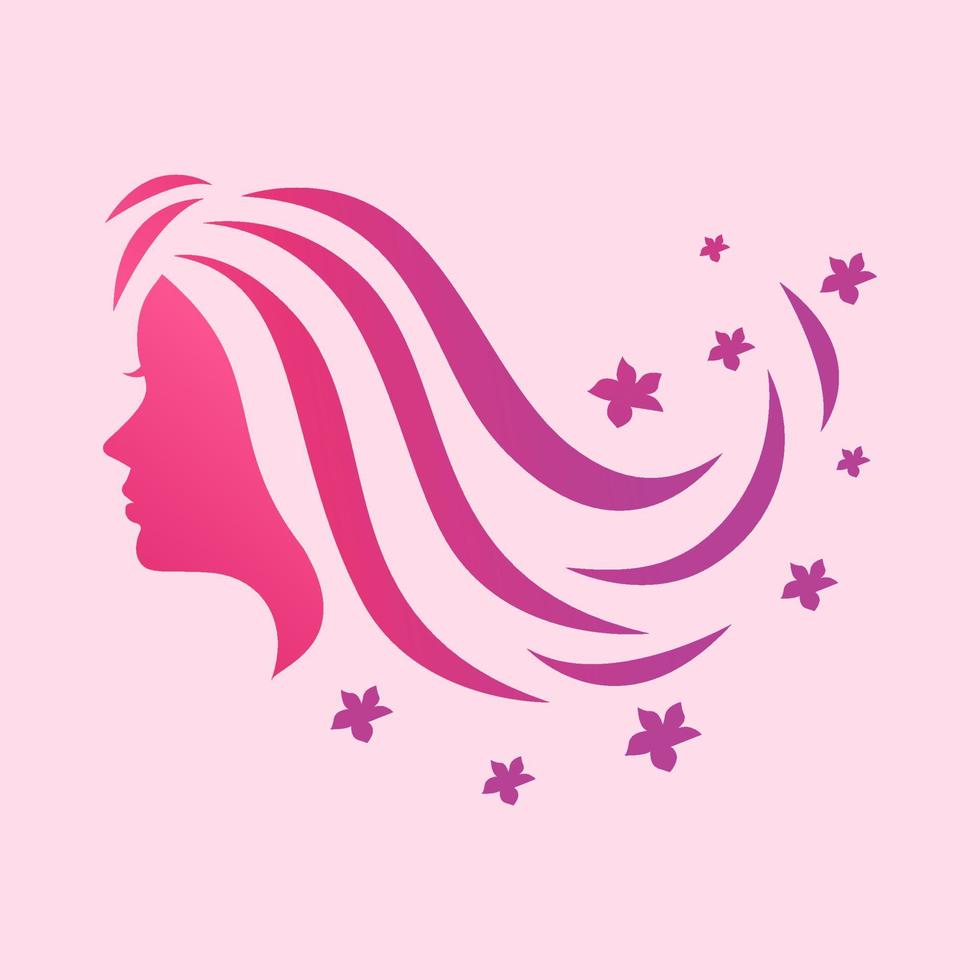 plantilla de logotipo de color de mujer de silueta hermosa natural vector