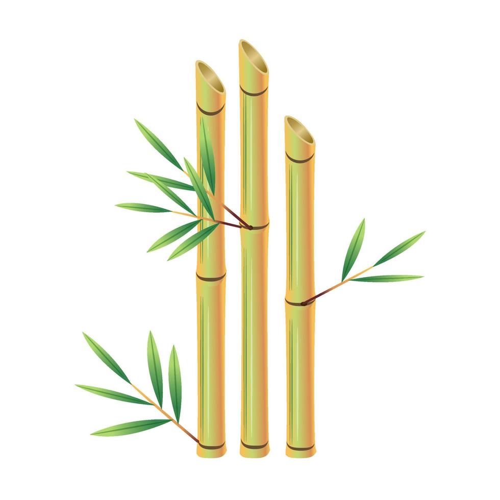diseños de árboles de bambú bamyellow en un solo estilo vector