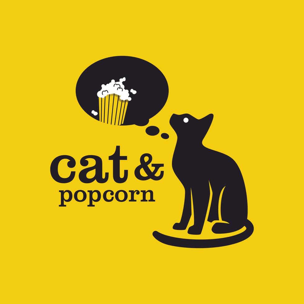 Cat Popcorn Logo vector