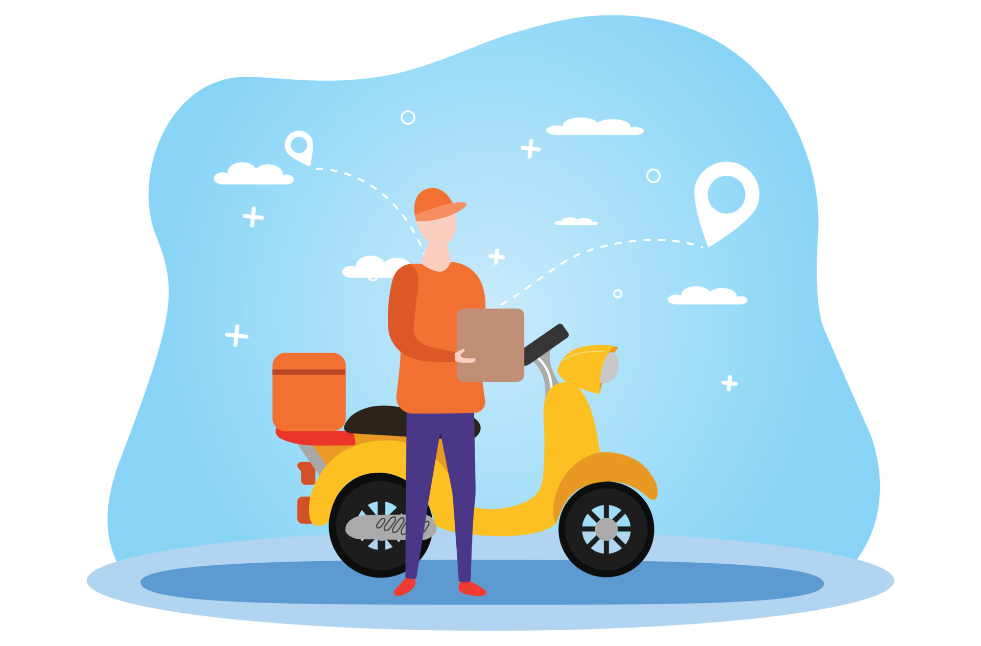 Delivery service Fast and free deliver. Vector illustration. Food