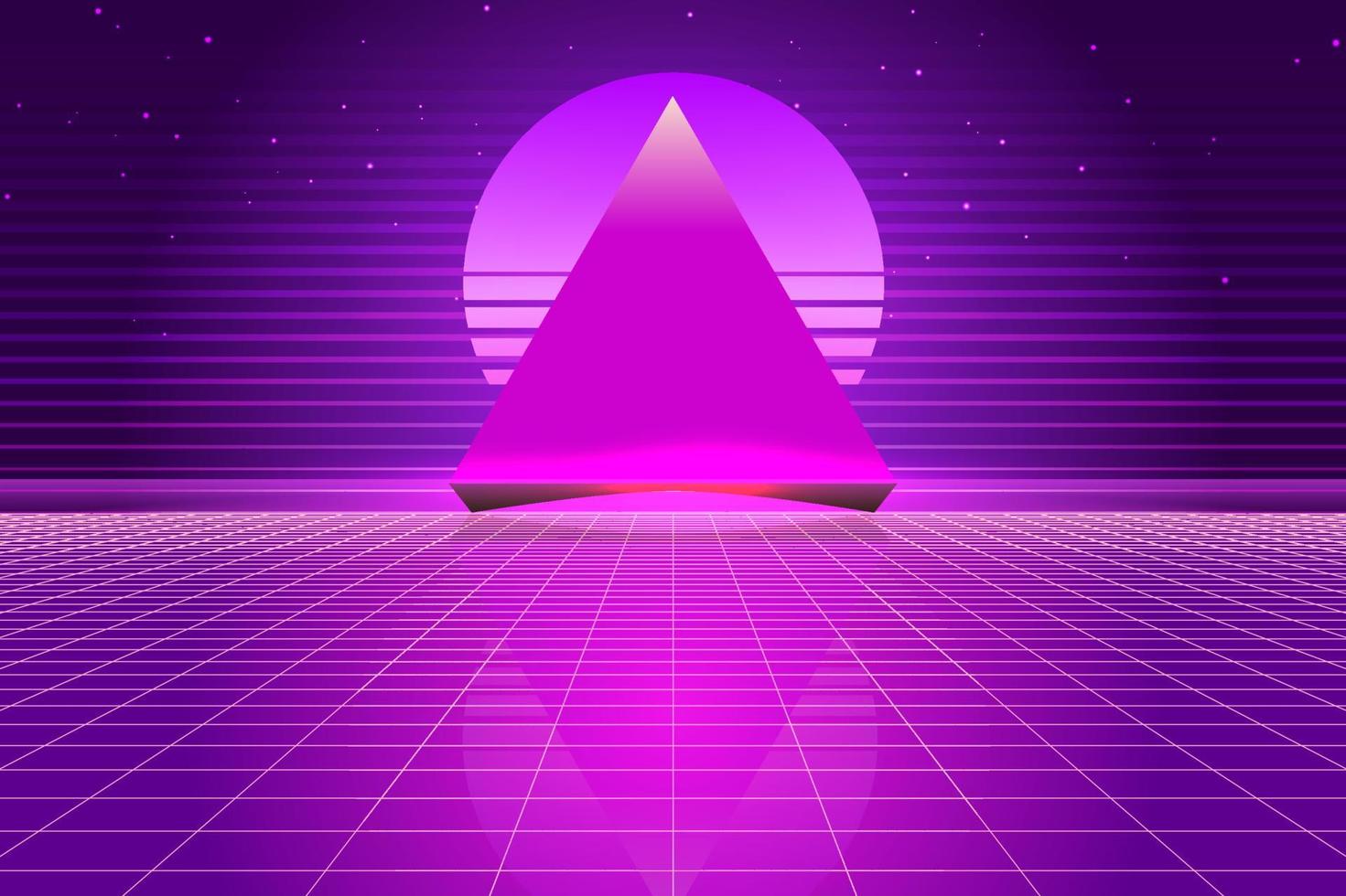 Retro Sci-Fi futuristic background 1980s and 1990s style 3d illustration. Digital landscape in a cyber world. For use as design cover vector