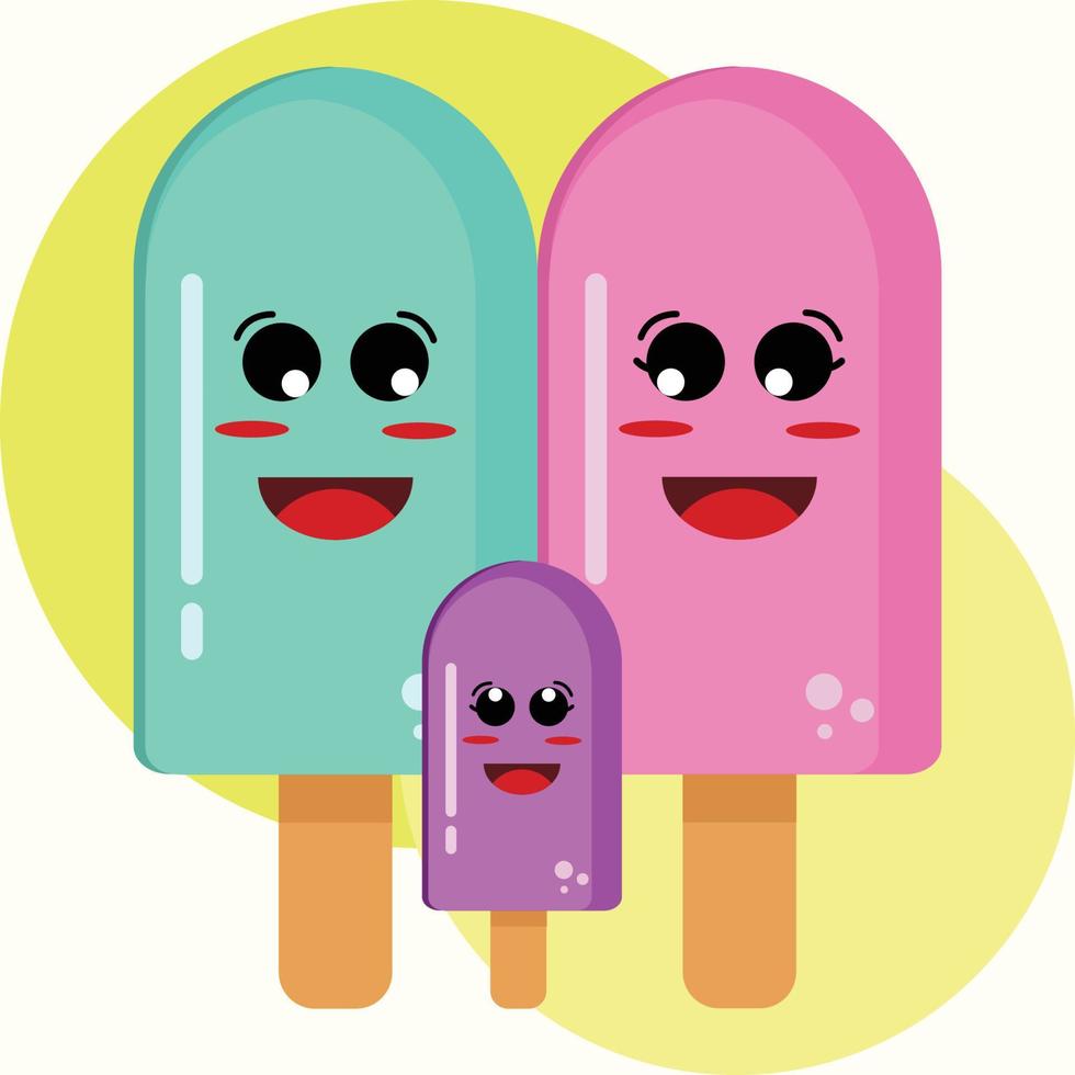 icon ice cream happy family vector