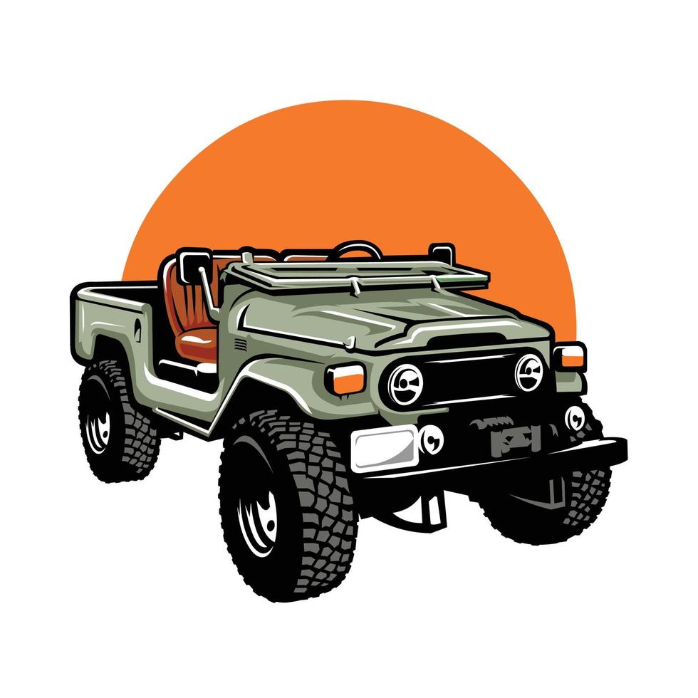 Classic Overland 4x4 Offroad Truck Illustration Vector isolated on White Background