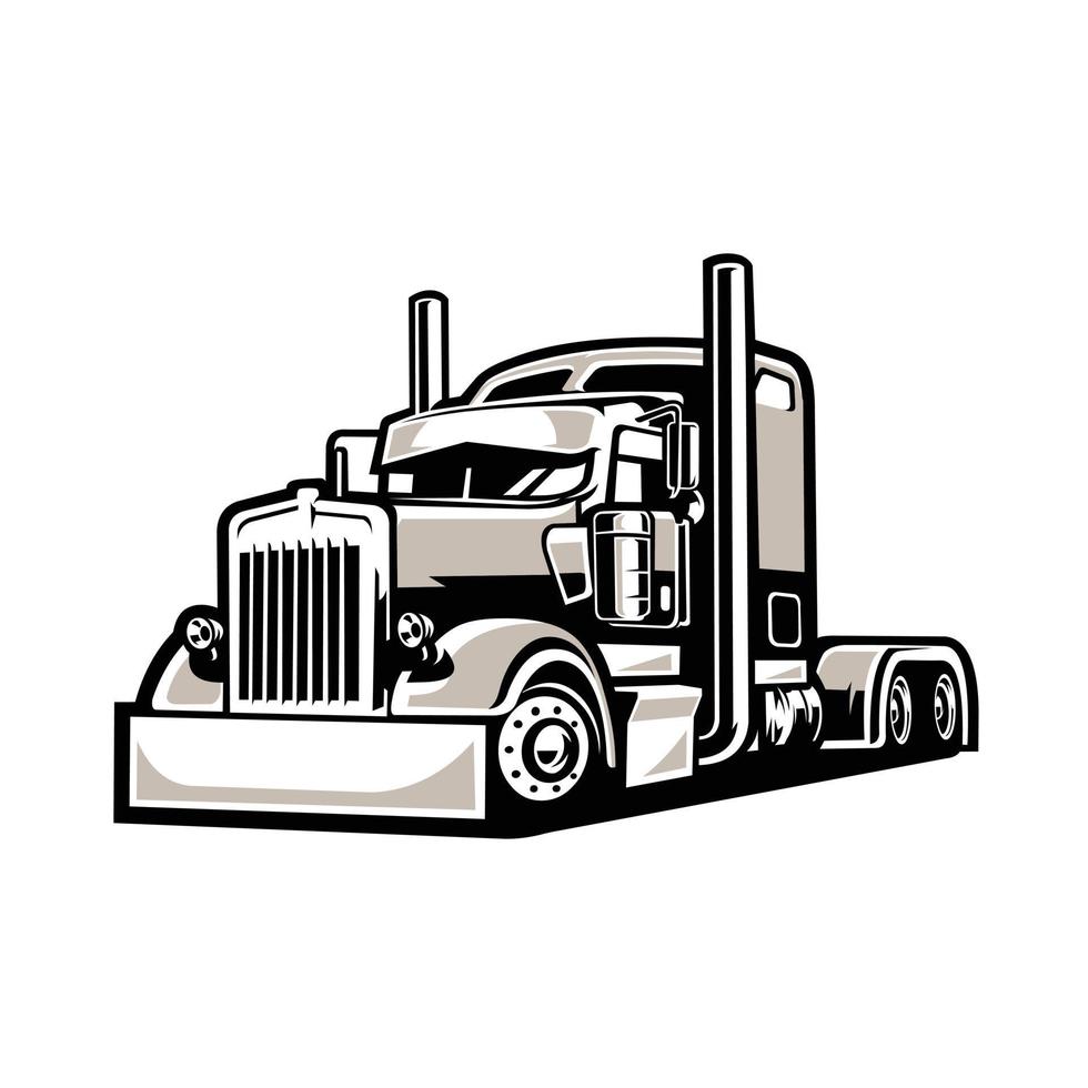 Semi Truck 18 Wheeler Vector Side View in  White Background