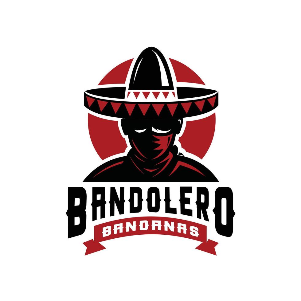 vector de logotipo de sombrero de somrero de bandana de vaquero mexicano aislado en fondo blanco