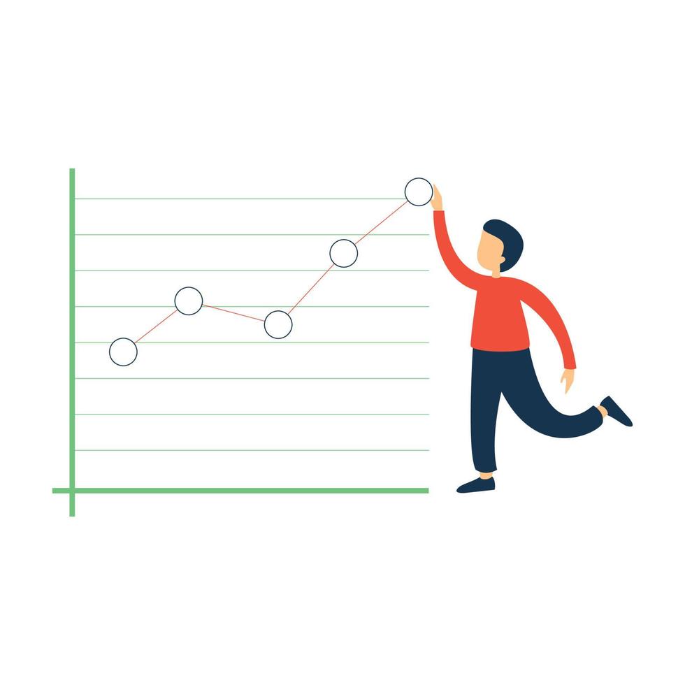 A Business Chart Graph Diagram Report with Muslim Character vector