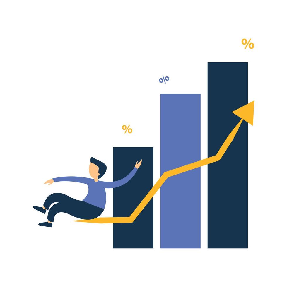 A Business Chart Graph Diagram Report with Muslim Character vector