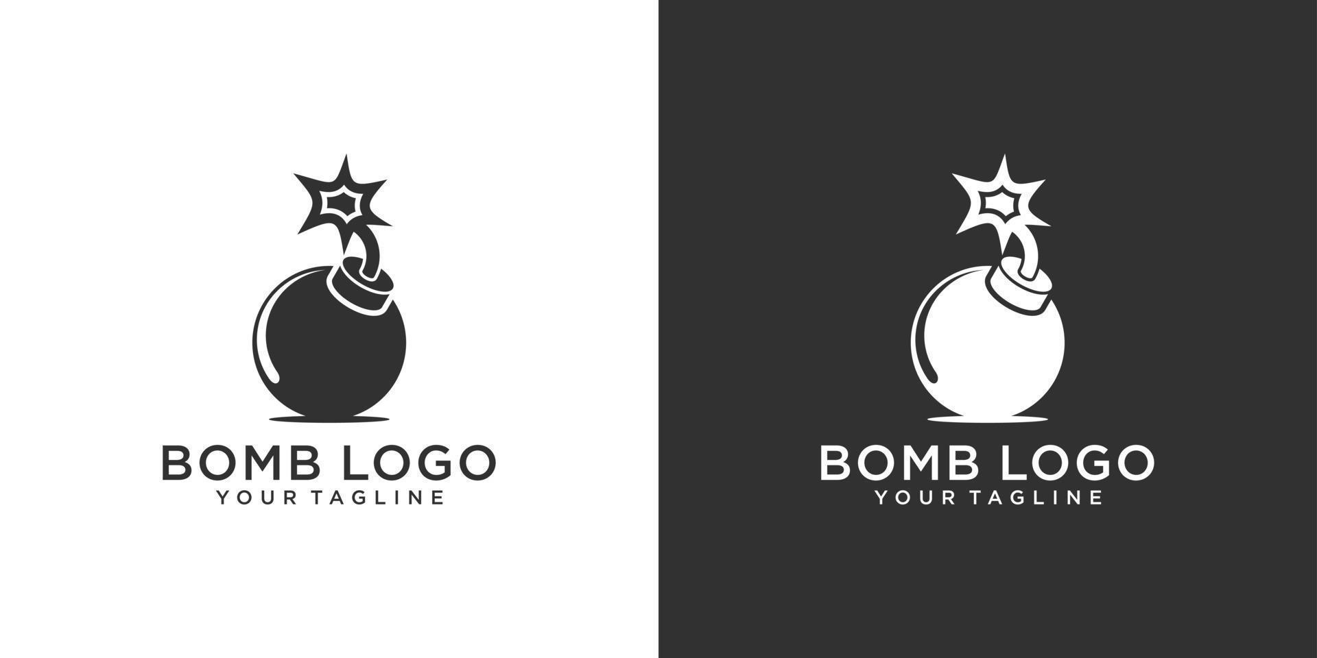 Bomb vector logo design with burning wick design