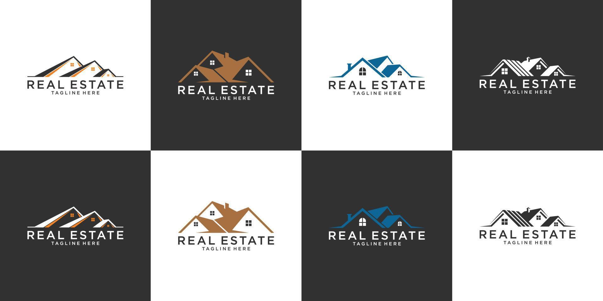 conjunto de concepto de diseño de vector de logotipo de techo y hogar. logotipo de bienes raíces.