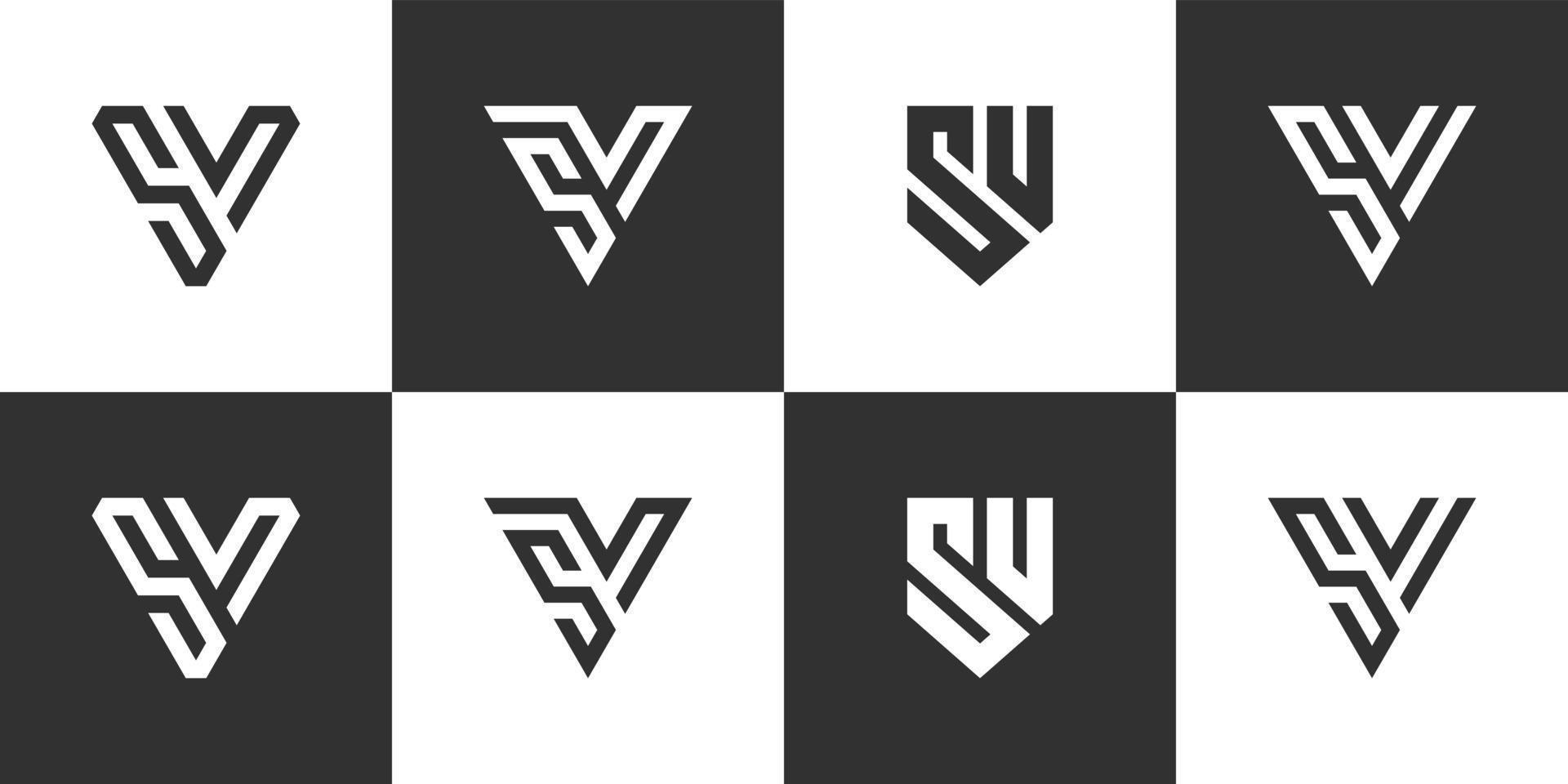 Set of initials letter SV abstract vector logo design