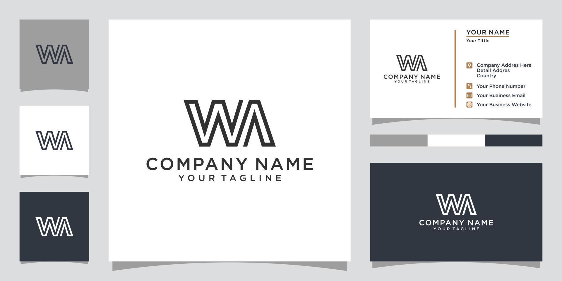 WA or AW initial letter logo design template vector. vector