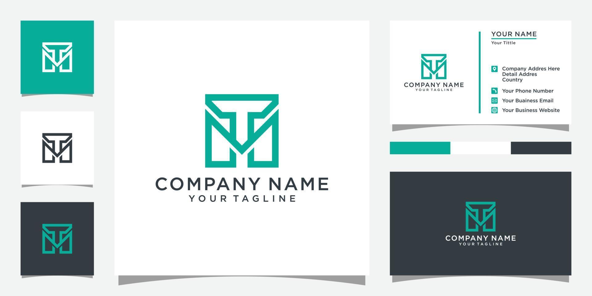 TM or MT initial letter logo design vector