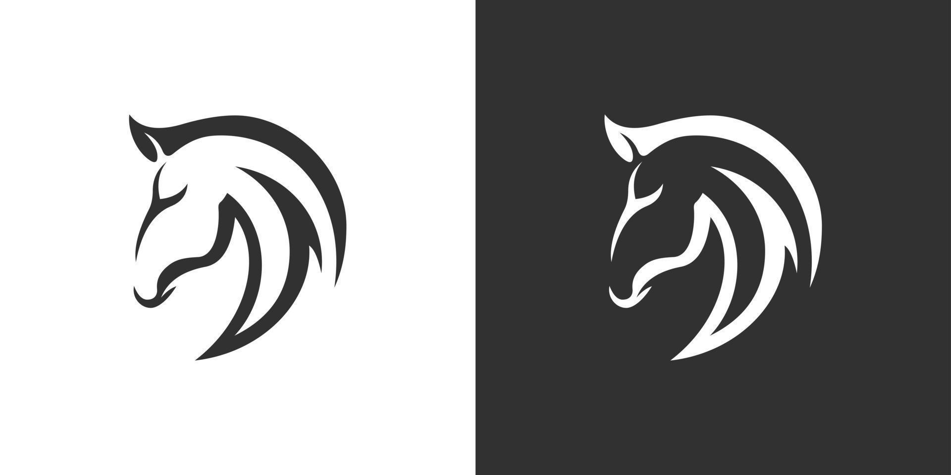 Head horse vector logo design concept on black and white background.