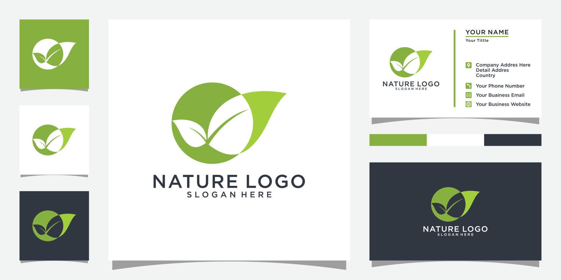 Organic leaf logo design vector, organic leaf icon vector