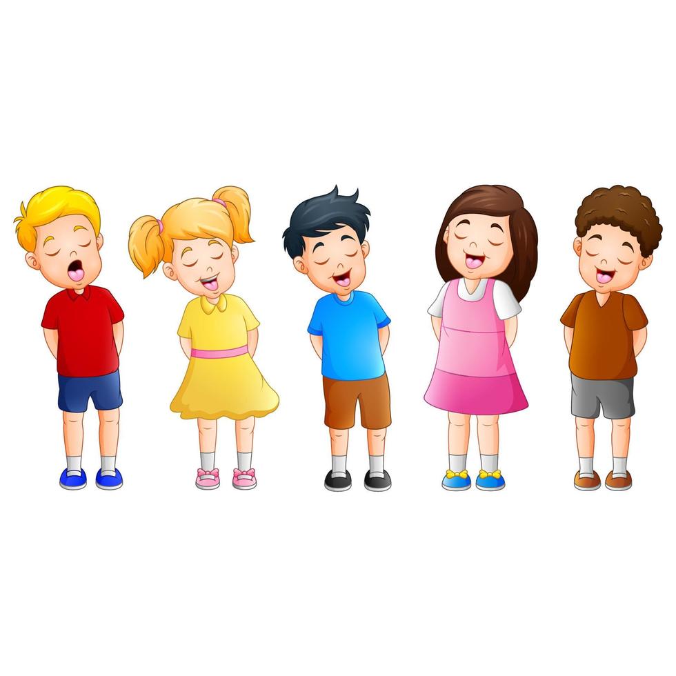 Cartoon group of children singing together vector