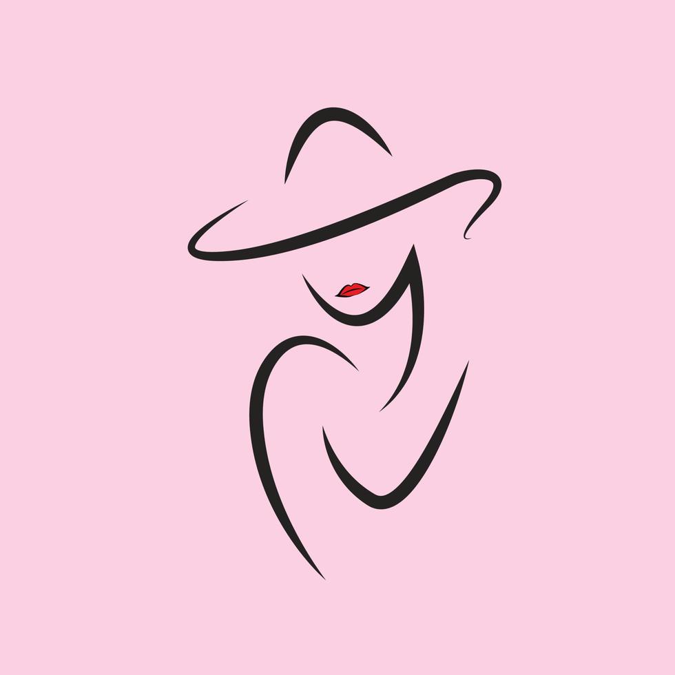 logotipo de mujer, femenino, diseño de línea. belleza. vector