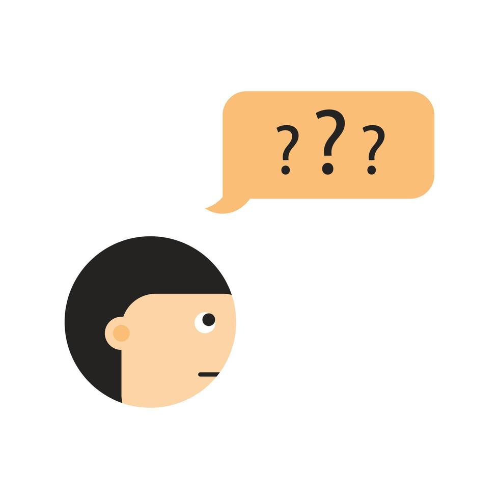 illustration of face character in dialogue, talking, head, man. vector