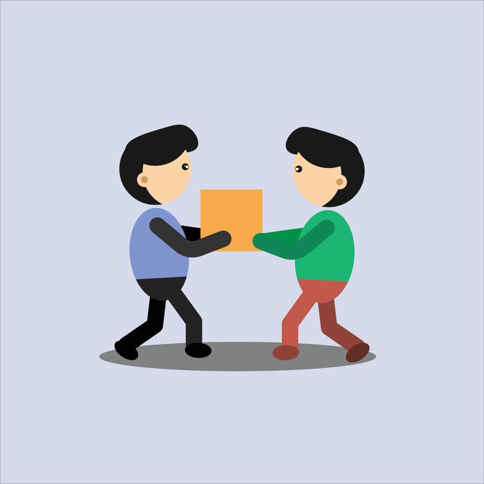 illustration of a package sender, giving a box. vector