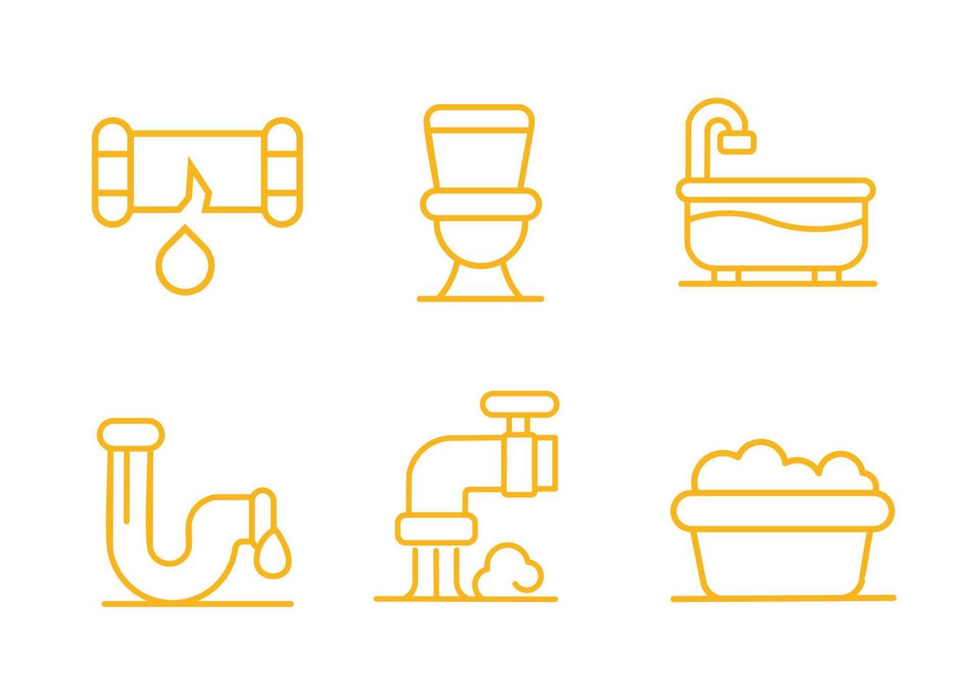diseño vectorial, conjunto de iconos o símbolo de baño en color naranja vector