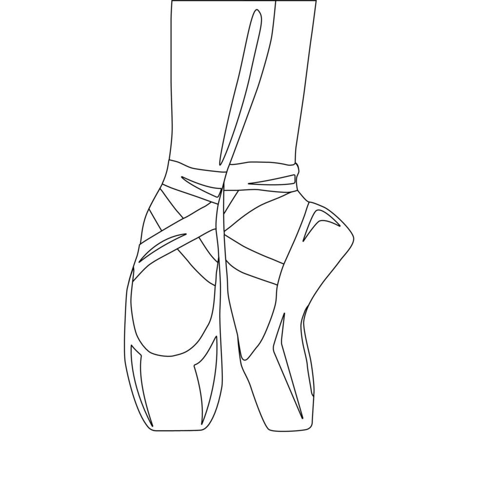 Women's legs in ballet pointe shoes. vector