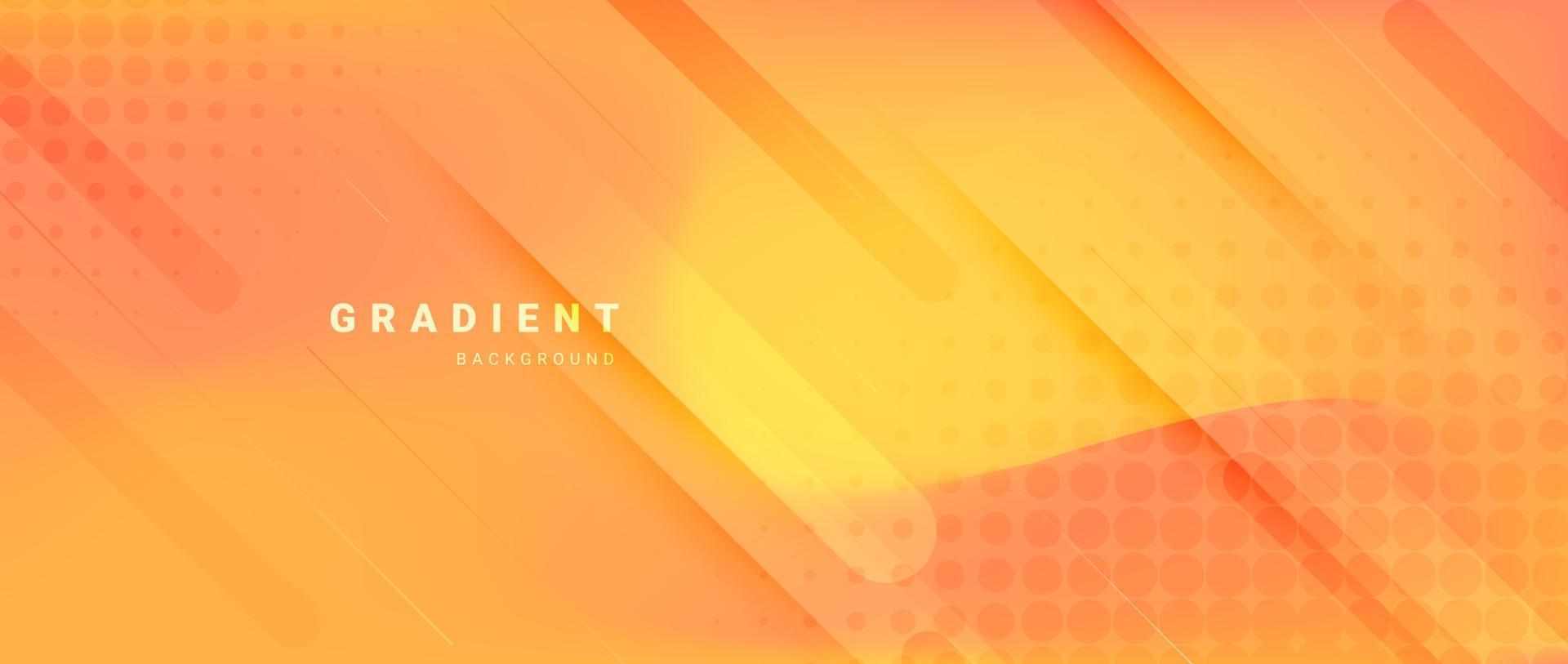 Abstract yellow and orange gradient background with dynamic shapes and halftone. vector