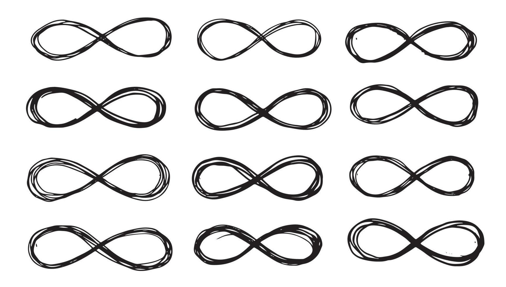 Infinity hand-drawn set, vector illustration.