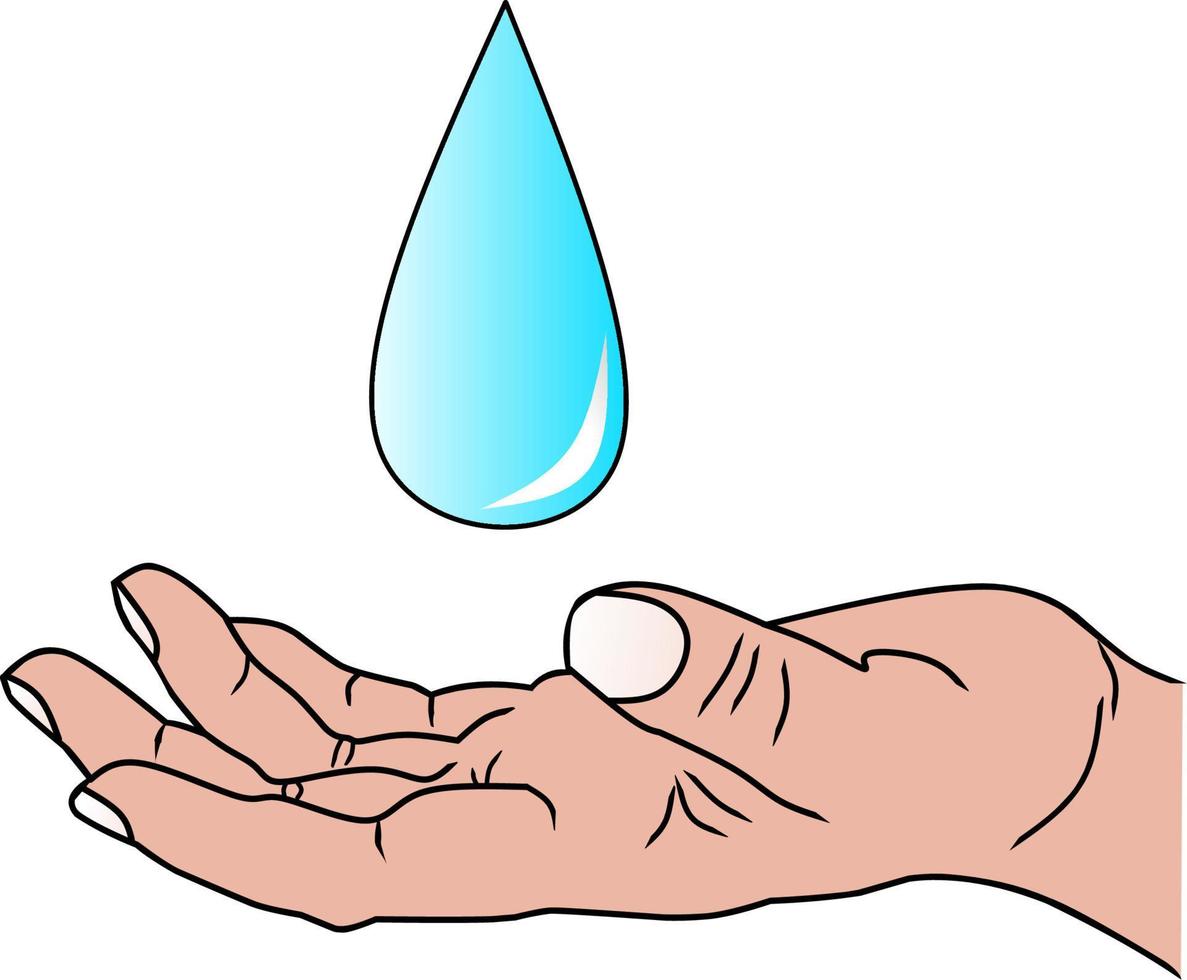 gota de agua de vector simple en la mano