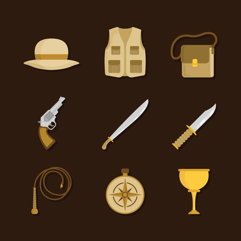 Set of Treasure Hunter Icons vector