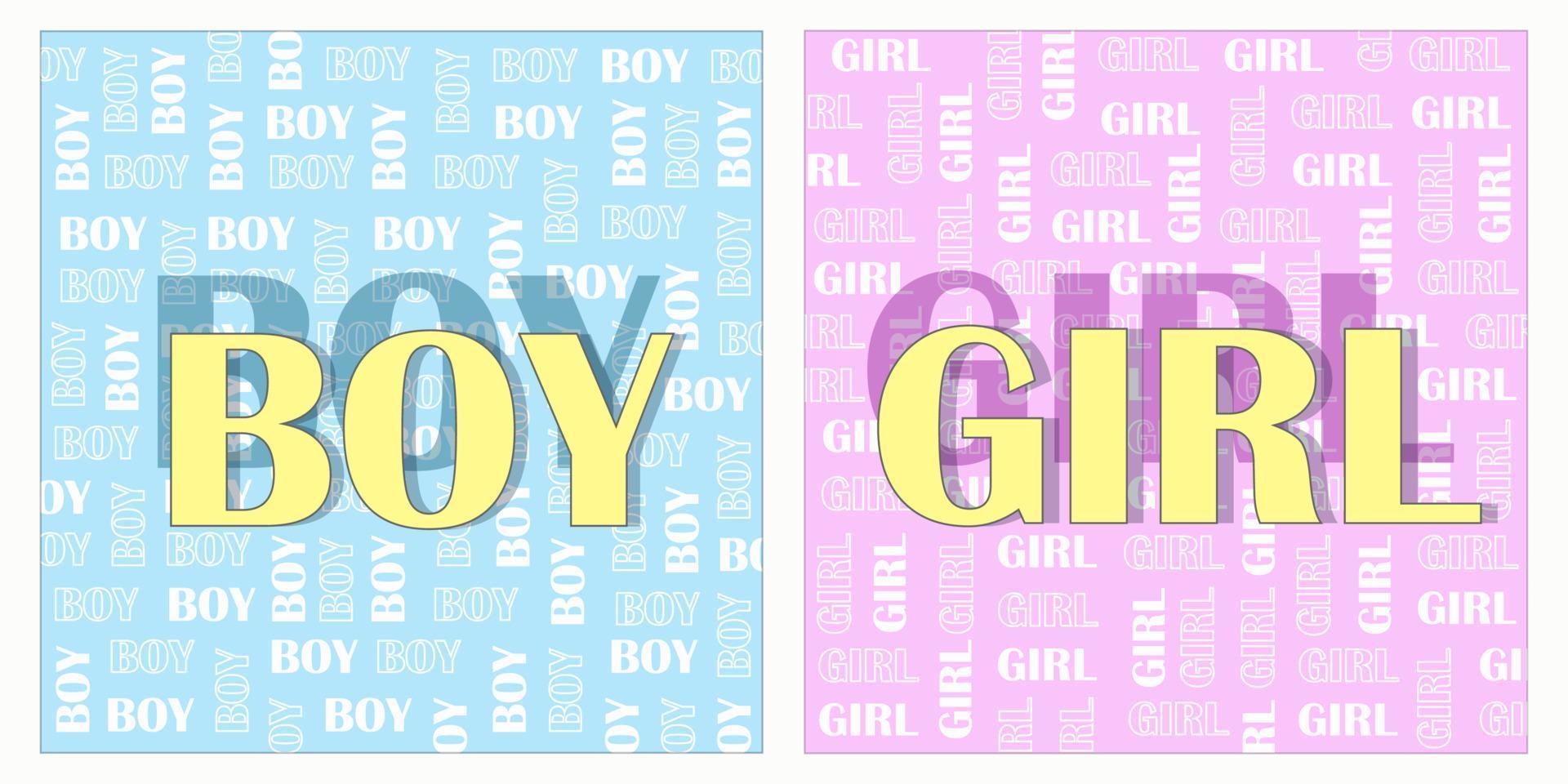 Boy or girl. Greeting card  for a newborn baby. Congratulations to their mom. Background with many little words. Graphic design. vector