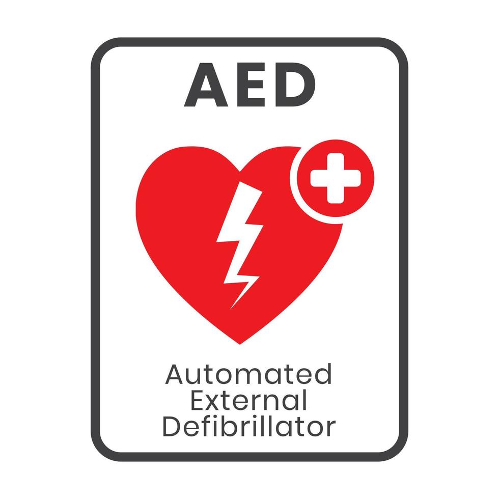 automated external defibrillator sign for apps or websites vector