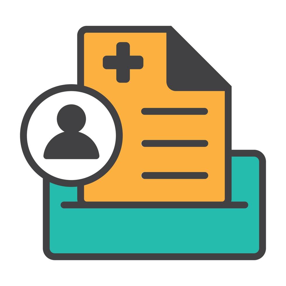 icono plano del registro médico del paciente para aplicaciones o sitios web vector
