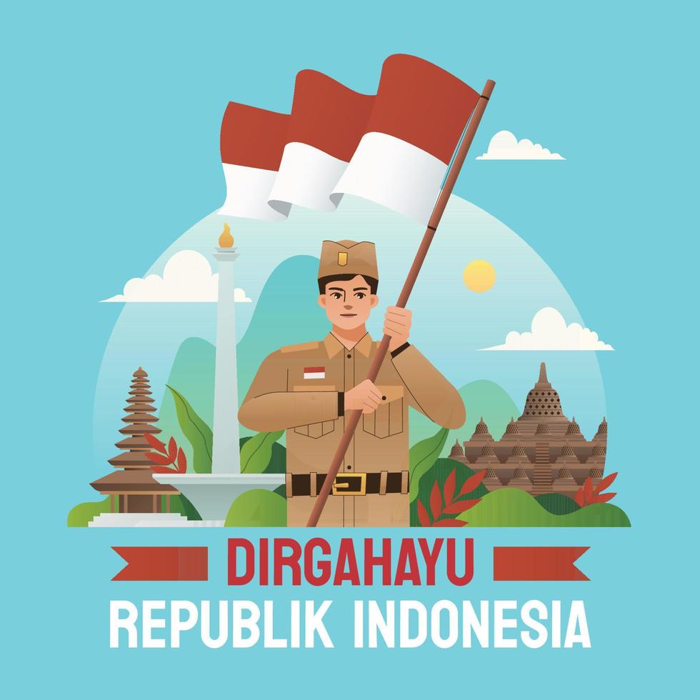 dia de la independencia de indonesia vector