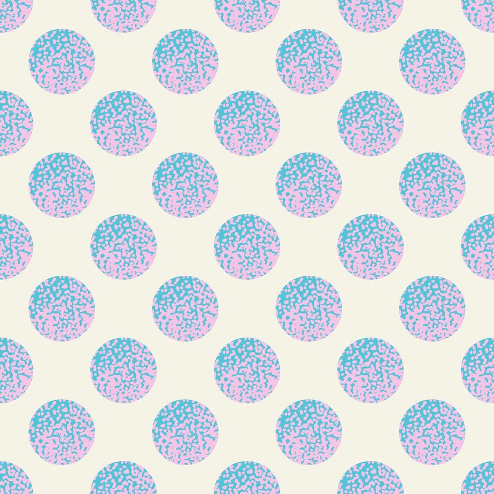 Pink and blue seamless polka dot pattern vector